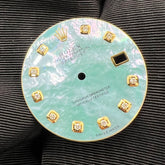 Rolex Oyster Perpetual DateJust Light Blue Pearl 10pt Diamond With Gold Border Watch Dial 36mm